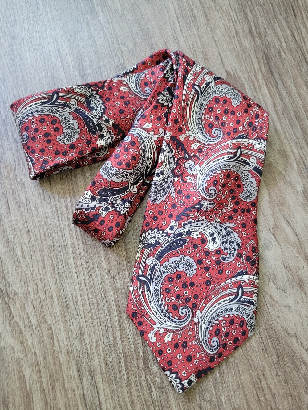 Christian Dior Cravates Necktie Paisley Print Red Blue Retro The Fell Company